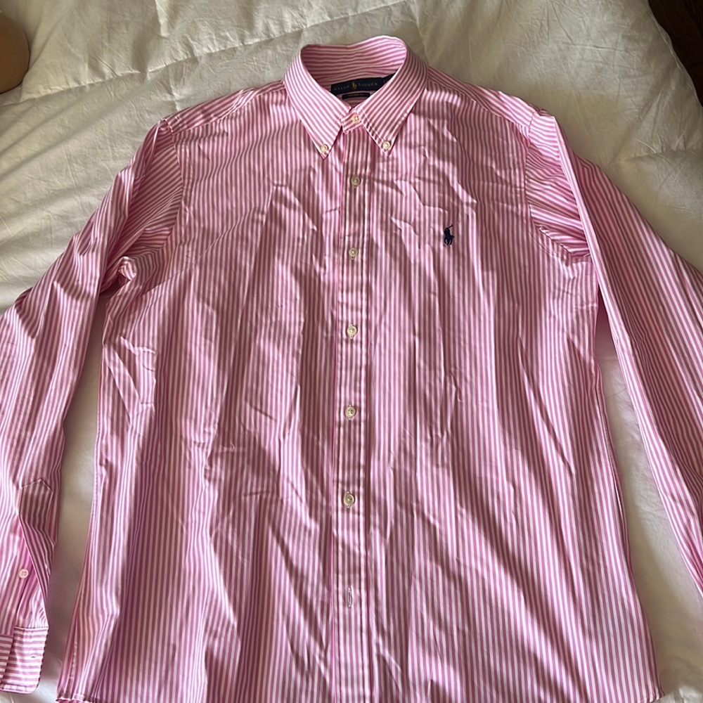 Ralph Lauren Cotton Poplin Stripped Pink Button Up